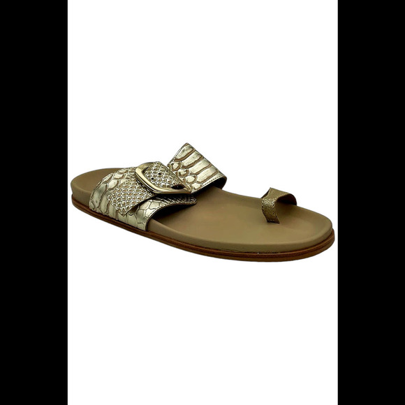 Donald Pliner Womens Lorenzo Vintage Python Toe Ring Sandals Sand - Medium - Picture 1 of 3